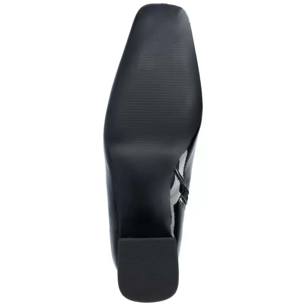 Journee Collection Haylinn Black Patent Square Toe Block Heel Booties 8